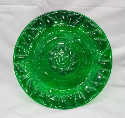 Emerald Green Glass Plate Fused Art Glass Mozaic 9.75 Inch Vintage #5816 • $29.75