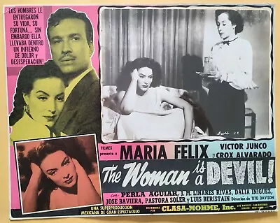 MARIA FELIX  THE WOMAN IS A DEVIL!  Original US Lobby Card Movie Poster 1950 • $49.99