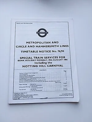 Aug 1994 Circle H'Smith & City And Metropolitan Line London Underground... • £9.99
