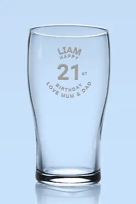 Personalised 21st Birthday Pint Glass Free P&P • £9.99