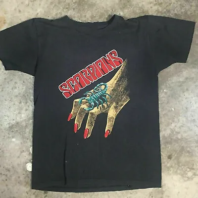 Vintage Scorpions Single Stitch 1980s Cotton Black Unisex T-Shirt • $16.99