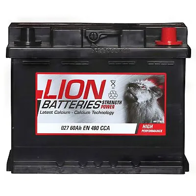 027 12V Car Battery 3 Year Guarantee 60AH 480CCA 0/1 B13 Spare - Lion 444770271 • £59.75