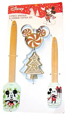 Nib 4 Pc Disney Holiday Mickey Mouse Spatula & Cookie Cutter Set • £11.33