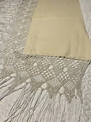 Vintage Entry Table Cover Or Altar Cloth LONG Fringe 21”L Body Feels Like Wool • $29