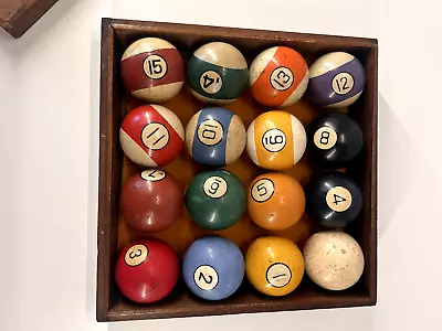 Vintage Clay Pool Balls In Wooden Case • $50