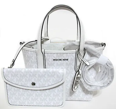 NEW Michael Kors ELIZA XSmall EW Open Tote Satchel Crossbody Optic Aluminum • $185