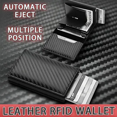 Men's RFID Blocking Slim Leather Wallet Credit Card ID Holder Carbon Fiber Purse • $16.99
