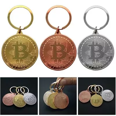 Copper Plated Friends Gifts Collectors Bitcoin Key Chain Key Ring Commemorative • $7.55