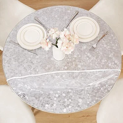 $10.99 • Buy Clear Round Fitted Vinyl Tablecloth 40-44 Inches In Diameter Waterproof Table...