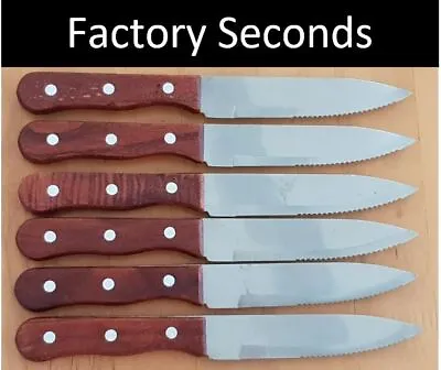 [FACTORY SECONDS] Serrated Hard Wood Jumbo Steak Knife Set Stainless Steel • $170