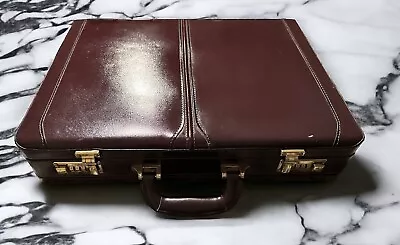 Vintage Hard Shell Top Grain Leather Briefcase Mahogany • $45
