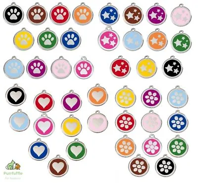 RED DINGO ENGRAVED DOG / CAT IDENTITY TAGS Personalised ID Heart Flower Star Paw • £9.90