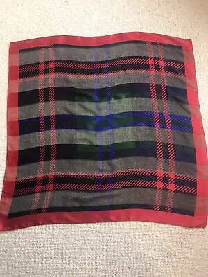 Valentino Scarf -  Vintage Silk Foulard Scarf 1980s - Tartan / Check Designer • £40