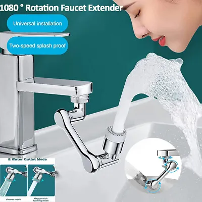 Universal 1080° Rotating Faucet Splash Filter Kitchen Tap Spray Head Extension • £8.39