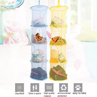 £8.68 • Buy Hanging 4 Tier Storage Bag Mesh Net Kids Toy Bedroom Bathroom  Tidy Organizer #