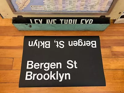 Ny Nyc Subway Large Vintage Roll Sign Bergen Street Brooklyn Cobble Boerum Hill • $194.95