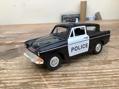 £9.99 • Buy Saico Diecast Toy Ford Anglia Police Car 1/32 Scale Pullback And Go Black White