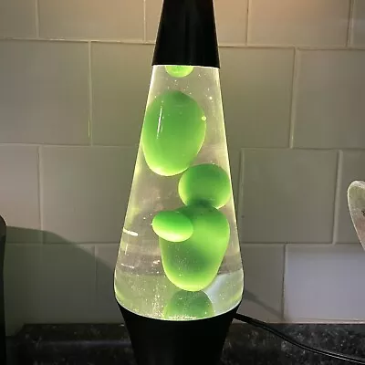 Vintage 1996 16” Lava Lite Lava Motion Lamp - Green CLear Black Metal TESTED • $110