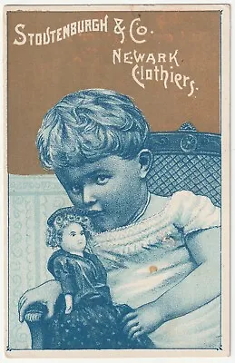 1880s~Newark New Jersey NJ~Clothier Store~Girl & Doll~Victorian Trade Card  • $23