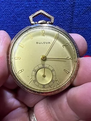 Bulova 17 Jewels 10K Rolled Gold Plate Pocket Watch SS-415-68. *SOLD FOR PARTS* • $7.50