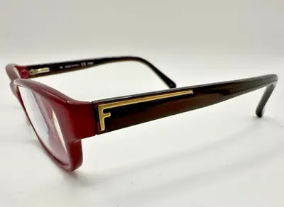 Pristine FENDI Transparent Red Brown Gold Eyeglasses Frames F1037 603 52-15-135 • $24.88