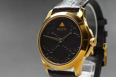 【NEAR MINT】Gucci Gucci G-Timeless 126.4 YA1264034A Gold Black Qz Men's Watch JPN • $319.90