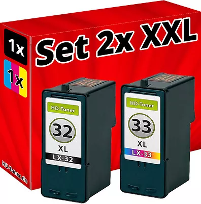 2x Ink Cartridges For Lexmark 32+33 XL P915 P4310 P4330 P4350 P6250 P910 Set • £23.78