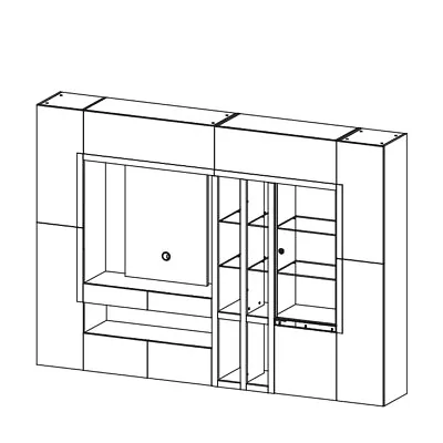 Classic Wall Unit Cabinet System Living Room Area Showcase Real Wood New Brown • £2479.56