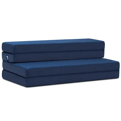 Queen Size 4  Quart -Fold Foam Folding Mattress Futon Sleepover Sofa Bed Guest • $129.99