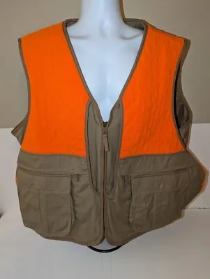 Cabelas Upland Traditions Brown/ Blaze Orange Hunting Vest Mens 3XL Game Pouch • $49.99