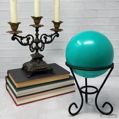 Vintage Wrought Iron Black Sphere Crystal Ball Stand Orb Stand Crystal Display • $22.93