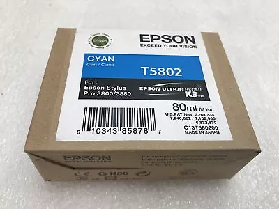 New Genuine OEM Epson T5802 Cyan Ink C13T580200 Stylus Pro 3800 EXPIRED: 05/2014 • $34.99