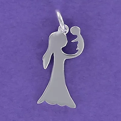 Girl Holding Baby Charm Sterling Silver 925 For Bracelet Necklace Mom NEW Mother • $19