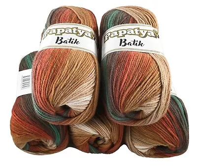 Rainbow Wool Pack 5 X 100g Papatya Batik Yarn Wool Crochet DK Acrylic Shade 33 • £16