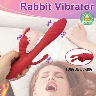 Rabbit Dildo Vibrator Licking G-Spot Clit Stimulator Massager Anal Sex Toy Women • $22.95