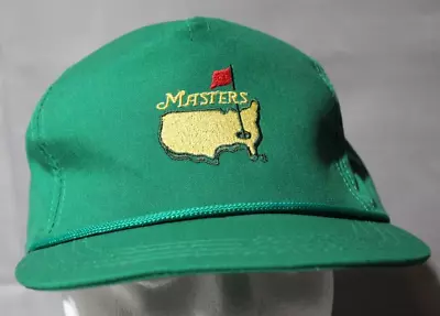 Vintage MASTERS Golf Hat Leather Strap AUGUSTA GEORGIA NATIONAL 1980s USA Made • $79.99
