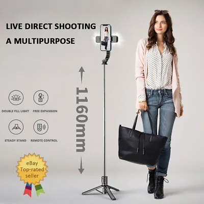 $20.88 • Buy Rotating Tripod Unipod Selfie Stick Wireless Bluetooth Remote For Mobile Phone