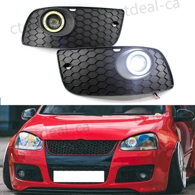 $52.99 • Buy 2X LED Fog Light Front Bumper Grille Grill Cover For VW Golf Jetta MK5 2006-2009