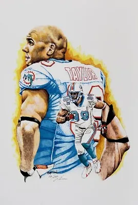 Signed Josh Barton 12X18 Lithograph - Miami Dolphins - Jason Taylor #10 Of 250 • $65.40