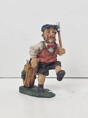 $7.49 • Buy Vintage Resin Carved Folk Art Scottish Golfer Figurine Old Man Golfing 