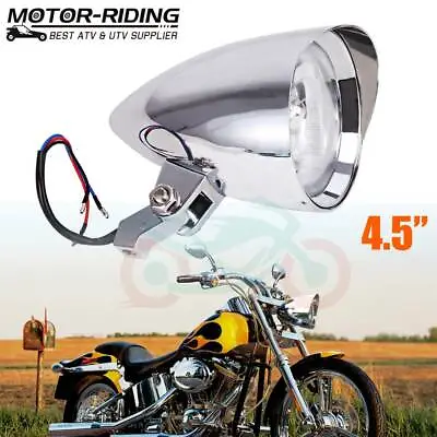 Motorcycle Chrome Visor Bullet Headlight Lamp For Harley Bobber Chopper Dyna 12V • $70.45