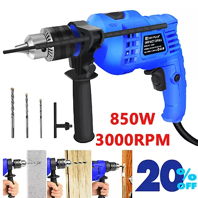 Heavy Duty Impact Drill Corded Electric Hammer Screwdriver Bit Variable Speed • £17.30