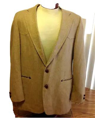 Sheplers Men's 44L Beige Wool Silk Blend Western Blazer Sports Coat • $40.49