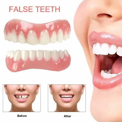 Snap On Bottom Upper/Lower False Teeth Dental Veneers Dentures Fake Tooth Smile& • $11.99