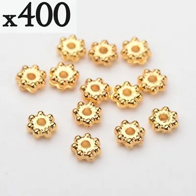 400pcs Bright Gold Tone 4mm Daisy / Snowflake Spacer Beads Acrylic - Crafts • £1.95