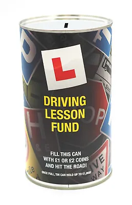 Driving Lesson Fund - Large 17.5cm Savings Tin Car Money Box HOLDs £1k • £6.95