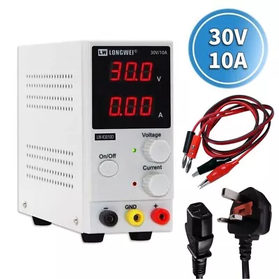 Adjustable Power Supply 30v 10a Switching Dc Digital Led Variable Precision Lab • £44.99