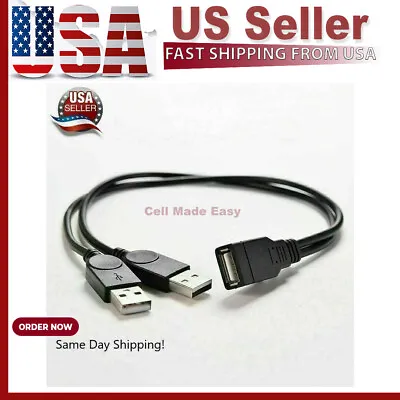 USB 2.0 Female To 2 Dual USB Male Power Adapter Y Splitter Cable Cord Connector • $2.47