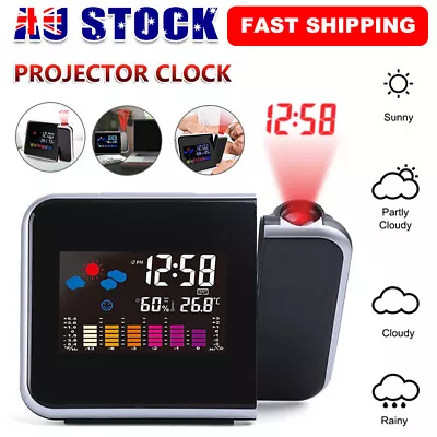 Projection LCD Display Snooze Alarm Projector Clock Temperature Calendar Date AU • $15.45