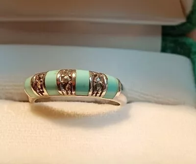 Vintage Sterling Silver Marcasite & Turquoise Ring 6.50  Weight 4 Grams  • $19.99